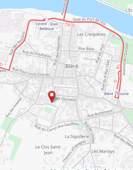 Carte de Bléré indiquant l'emplacement du cabinet